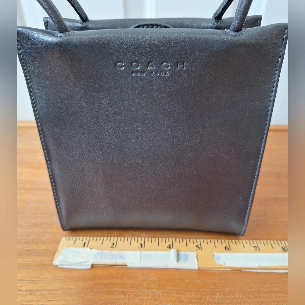 Vintage Coach Italy Leather Mini Bag Cashin Nappa Boxy Metallic Pewter NEW Rare